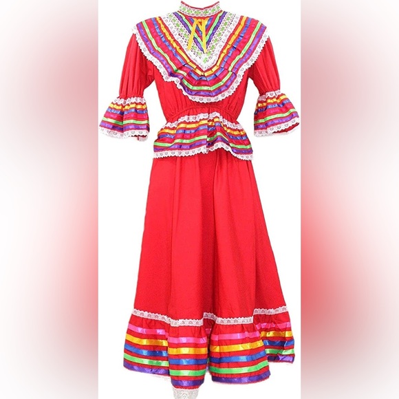 RED FOLKLÓRICO DRESS - Picture 1 of 3